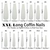AddFavor XXL Extra Long Press on Nails Coffin Matte Fake Nails Full Cover Acrylic False Nails 12 Sizes 120pcs White Nail Tips for Women Fingernails Manicure Design