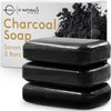 O Naturals 3 Pack Activated Charcoal Soap Black Bar Soap with Peppermint Oil Detoxifying Body Wash Soap Bar & Face Soap Vegan Men Soap with Shea Butter 100% Natural Soap for Men & Women Soap Bar, 4oz