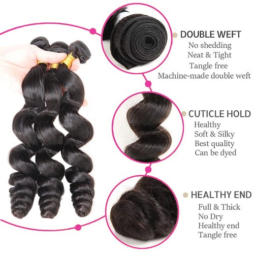 12A Grade Brazilian Virgin Hair Loose Wave Human Hair Bundles 100% Unprocessed Virgin Brazilian Loose Wavy Human Hair Weave 3 Bundles (26 28 30 Inch) Long Loose Deep Wave Bundles Human Hair Extensions