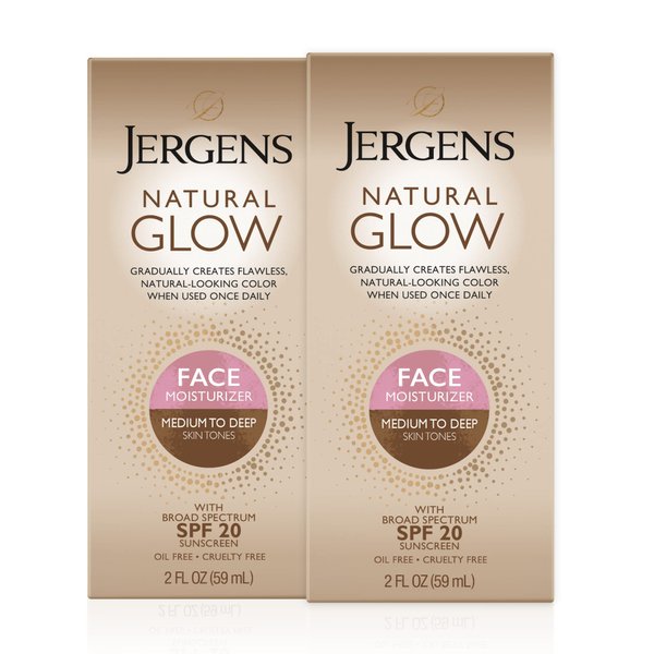 Jergens Natural Glow Self Tanner Lotion, SPF 20 Sunless Tanning Moisturizer for All Skin Tones, 2-2 oz