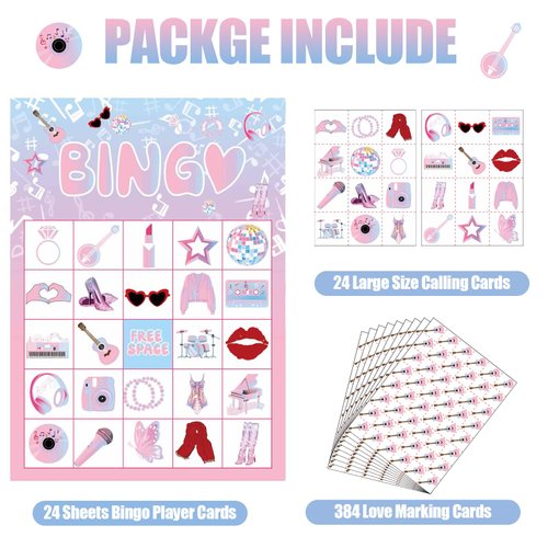 Popular Birthday Party Bingo Games Popular Super Star Birthday Party Games for Kids Adults Music Birthday Party Favors 24 Players Bingo Cards Guitar Party Bingo Game for Family Holiday Gatherings