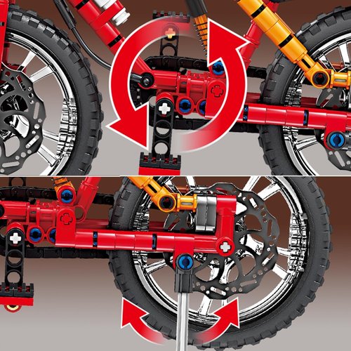 BYWBRICKIFY Technic Bicycle Building Blocks (212pcs) Kit Set STEM Display Model Bike Gift Toy for Boys and Girls Kids Adults Christmas Birthday Halloween New Year Age for 8 9 10 11 12 13 14 (Red)