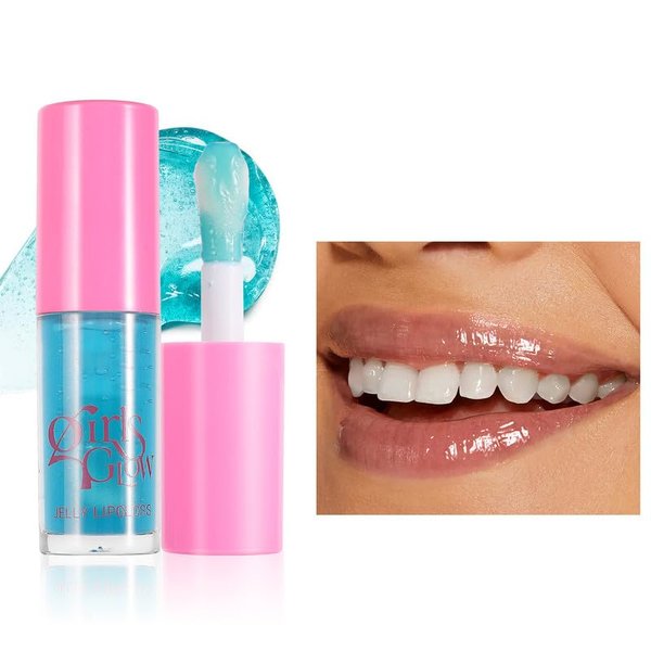 MIESCHER Jelly Cooling Hydrating Non-Sticky Lip Oil, Plumping Moisturizing Lip Gloss, High Shiny Glossy Lip Gloss Clear Lip Gloss Nourishing Lip Care Sheer Vegan Tinted Lip Gloss Balm,Cruelty Free(5#)