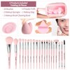 MAANGE 30-Piece Complete Make Up Brush Set 5 Products Included for Powder Foundation Eyeshadow Concealer Eyeshadow Pink