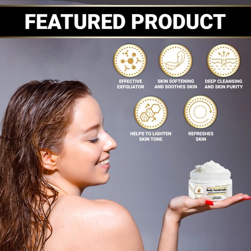 Dead Sea Salt Scrub by Bold Beautiful Cosmetics Lavender & Matricaria Scent Natural Body Scrub For Women and Men 14oz