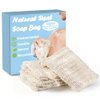 TaShow 12 Pcs Soap Savers for Bar Soap, Natural Plastic-Free Sisal Soap Bags Mesh Exfoliating, Zero-Waste Exfoliating Soap Pouch with Drawstring for Foaming and Drying (Beige, 3.5 x 5.5 inch)