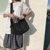 GAXOS Aesthetic Cute Messenger Bag for School Vintage Black Canvas Crossbody for Women Shoulder Laptop Bag