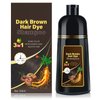 KINGMING Dark Brown 3 in 1 Hair Dye Shampoo for Gray Coverage, Herbal Ingredients for Men and Women, 500ml (Dark Brown)