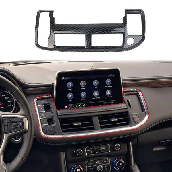 Fewshaw Carbon Fiber Center Console Dashboard Air Conditioner AC Vent Navigation Cover Trim for 2021-2023 Chevy Tahoe Suburban for 2021-2023 GMC Yukon