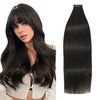 Tape in Dark Brown Hair Extensions, 100% Real Human Hair 18 Inch 40g Seamless Skin Weft Long Straight Highlight Silky Straight 20pcs.