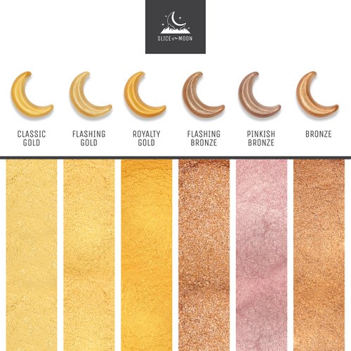 Slice of the Moon | Flashing Gold Natural Mineral Mica Powder, 0.88oz (25g) | for Personal or Professional Use - Cosmetics, Epoxy Resin Projects, Nail Polish, Soaps, Bath Bombs, and Art Projects