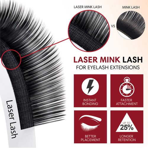 BL Lashes Eyelash Extensions, Laser Mink Classic Synthetic Lashes, 0.15 Thickness, C Curl Mix(7~14mm), Natural Semi Permanent Eyelashes, Longer-lasting Eyelash Extension Supplies C Curl Mix (7~14mm)