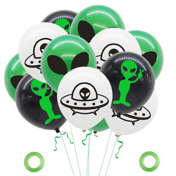 45 Pieces Alien Birthday Party Decorations, 12 Inch Alien Latex Balloons, UFO Alien Party Balloons for Baby Shower Kids Alien Theme Party Supplies