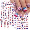 8 Sheets 4th of July Nail Art Stickers American Independence Day Nail Design Decals 3D Self-Adhesive Nail Art Supplies USA Flag Patriotic Stickers Manicure Sticker for Memorial Day