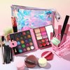 Makeup Set for Women Full Kit - 32 Colors Makeup Palette,5pcs Brushes Set, Mascara & Stamp Liquid Eyeliner, Eyebrow Pen, 2pcs Matte Liquid Lipsticks, 2 Powder Puff, 1 Cosmetic Bag Makeup Gift Set