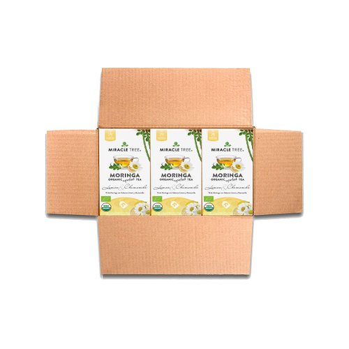Miracle Tree - 3 Count of Organic Moringa Superfood Tea, 25 Individually Sealed Tea Bags, Lemon & Chamomile (Keto, Detox, Energy/Immunity Booster, Vegan, Gluten-Free, Organic, Non-GMO, Caffeine-Free)