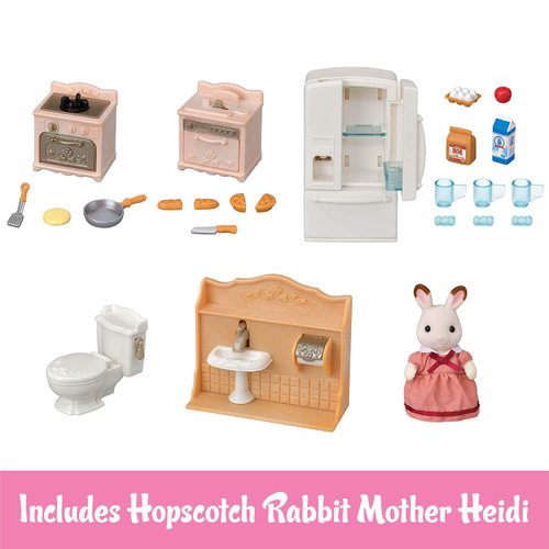 Calico Critters Playful Starter Furniture Set - Toy Dollhouse Furniture and Accessories Set with Collectible Figure Included