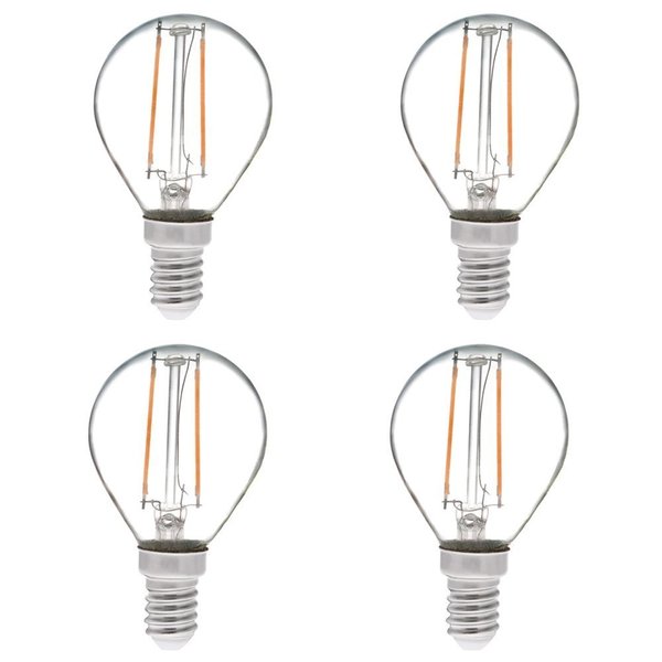 HERO-LED S11-DS-2W-WW27 Dimmable S11 E14 European Candelabra Base 2W LED Vintage Antique Filament Bulb, 25W Equivalent, Warm White 2700K, 4-Pack [Attention E14 Base]