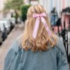 VOBOBE 2PCS Hair Bows for Women Girls Pink Tulle Hair Ribbon with Long Tail Satin Silk Hair Bow Hair Accessories Toddlers Teens Kids (Pink)