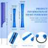 48 Pieces Hair Perm Rods Short Cold Wave Rods Plastic Perming Rods Hair Curling Rollers Curlers with Steel Pintail Comb Rat Tail Comb for Hairdressing Styling Supplies (0.35 Inch, Blue and Dark Blue)