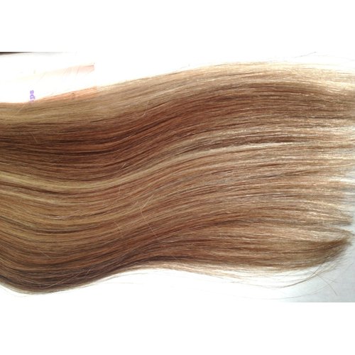 Tressmatch 16”-18" Remy Human Hair Clip in Extensions Brown/blonde Highlights (Color #6/613) Thick to Ends 9 Pieces Full Head [Set Weight:4.3oz/1