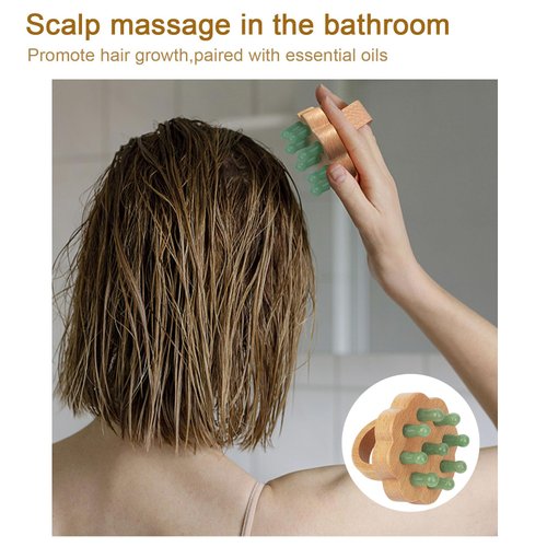 ideayard Scalp Massager,Head Scalp Comb,Jade-Wooden Comb for Head Stress Relax Massage Tool for Hair Growth Relieve Headaches