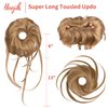 HOOJIH Messy Bun Hair Piece, Super Long Tousled Updo Hair Bun Extensions Wavy Hair Wrap Ponytail Hairpieces Hair Scrunchies with Elastic Hair Band for Women HB007 Grace - Blonde Mixed
