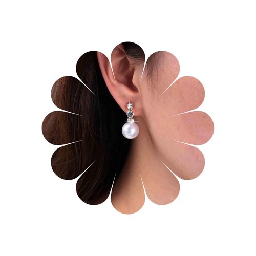 Sttiafay Vintage Rhinestone Pearl Drop Earrings Gold Pearl Dangle Earrings Crystal Stud Earrings Sparkly Cz Pearl Earrings Jewelry for Women and Girls