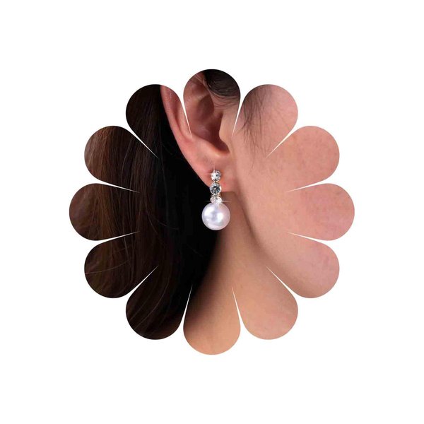 Sttiafay Vintage Rhinestone Pearl Drop Earrings Gold Pearl Dangle Earrings Crystal Stud Earrings Sparkly Cz Pearl Earrings Jewelry for Women and Girls
