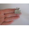 Generic Small mini silver square shaped metal hair claw clip with crystals (Primary color: AB), 1 Count (Pack of 1)