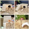 Hamster Wooden House with Ladder Small Animal Hideout Activity Platform Exercise Climbing Hut Natural Living Wooden Room for Hamster Gerbil Guinea Pig Mice