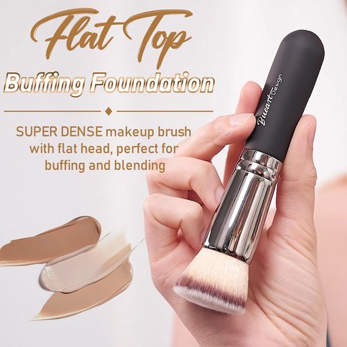 Bueart Design Flat Top Buffing Foundation makeup Brush ULTRA SOFT DENSE Kabuki Make up Brush for Liquid, Cream, Mineral Powder Blending, Flawless Face Brush makeup Brushes