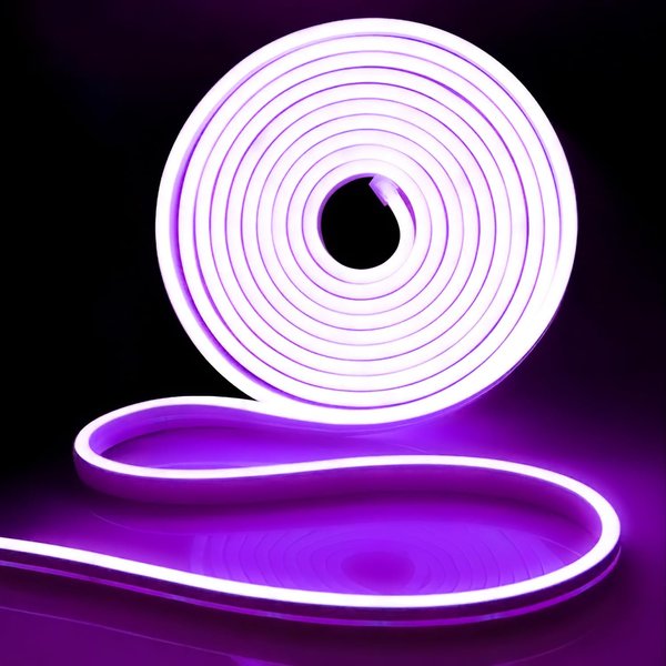 iNextStation Neon Led Strip Lights Purple, 16.4ft/5m Neon Light Strip 12V Silicone Waterproof Flexible LED Neon Lights for Bedroom Festival Party Neon Sign DIY Decor (Power Adapter not Included)