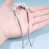 Iaceble Minimalist Pearl U Shape Hairpin Metal Silver Hair Fork Stick Updo Hair Sticks Clip French Pearl Hair Pin Decorative Hair Accessories for Women and Girl Headdress