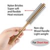 2 Pieces Thick Hair Comb Set: Blow Drying Round Brush for Short Hair Styling and Detangling Massage Comb (Black, Wood Color)