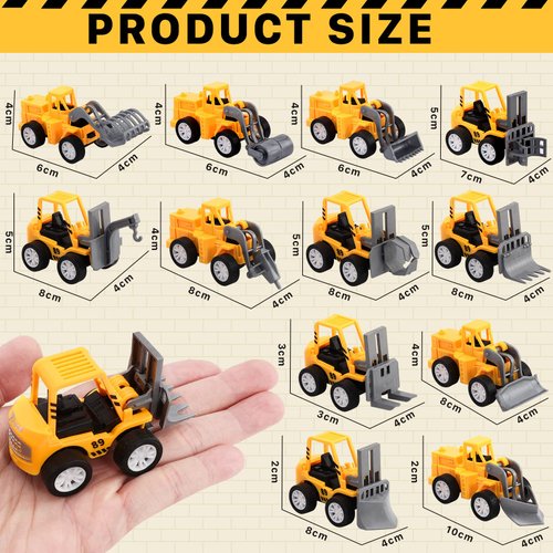 Nunesoke 24PCS Mini Construction Trucks, Construction Vehicles Trucks, Small Construction Toys, Construction Pull Back Vehicles, Construction Party Favors Engineering Vehicles for Boys with Stickers