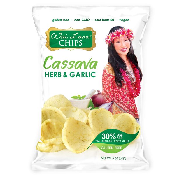 Cassava Chips Herb & Garlic (6 Pack of 3 Ounce Individual Bags) - Gluten Free, Non-GMO, Vegan, Zero Trans Fats – Wai Lana
