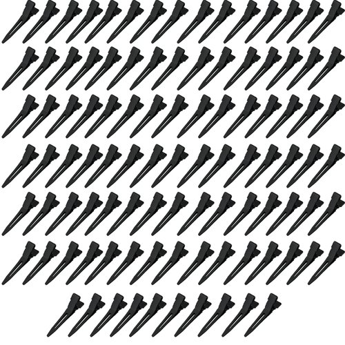 100 Pieces Single Prong Hair Clips, BetterJonny Black Section Hair Clips 1.75 Inches Curl Clips Metal Alligator Clips Hair Pins for Hair Salon Hair Extensions