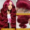 ELFSECRET 99J Burgundy Lace Front Wigs Human Hair 13X4 Body Wave 180 Density HD Transparent Lace Frontal Wig for Black Women Glueless Wine Red Lace Wig Pre Plucked with Baby Hair 28 Inch