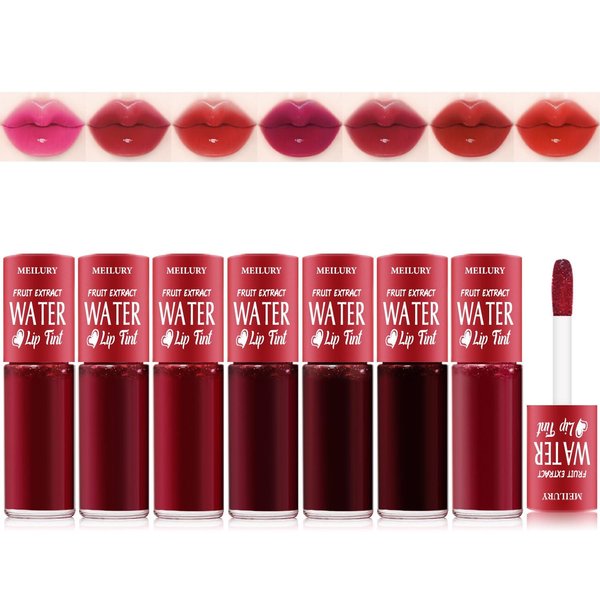 7 Colors Lip Tint Stain Set, Watery Lip Stain Mini Liquid Matte Lipstick, Korean Lip Gloss Moisturizing, Multi-Use Lip and Cheek Tint, Long lasting Non-Stick Cup Waterproof，High Pigment, Vivid Color