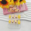 Acrylic Press on Nails Short Round Fake Nails with Lemon Designs Cute Nails Press ons Glossy Glue on Nails Artificial False Nails Yellow Full Cover Stick on Nails for Women 24Pcs