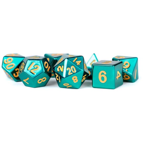 FanRoll by Metallic Dice Games 16mm Metal Polyhedral DND Dice Set: Turquoise, Role Playing Game Dice for Dungeons and Dragons