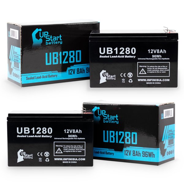2x Pack - Bruno Stairlifts (Electra-Ride – all models) Battery - Replacement UB1280 Universal Sealed Lead Acid Battery (12V, 8Ah, 8000mAh, F1 Terminal, AGM, SLA) - Includes 4 F1 to F2 Terminal Adapters
