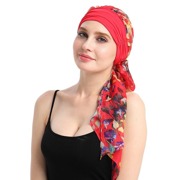 Bamboo Knits Fitted Turban Hat for Cancer Women DIY Easy Tie Chemo Bandana