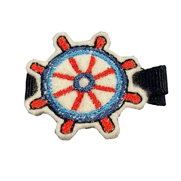 Helm Hair Clip, Felt Hair Clip, Red, White, Blue, Sailboat, Nautical, Sailor, Ocean, Beach, Hair Accessory