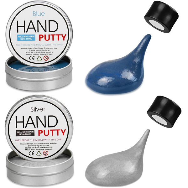 JOYPRO Magnetic Slime Putty, Magnetic Space Putty Slime with Upgraded Magnet Toys for Kids Adults, Fidget Toy Stress Reliever Puddy for Christmas Birthday Gifts Stocking Stuffers (2 Pack, Blue&Silver)