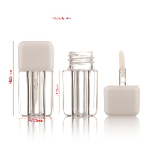COSIDEA 25PCS Empty White Mini Square Lip Gloss Tubes 4ml 0.13 OZ lipgloss Tube with Wand Applicator for Lip oil tint bottles container