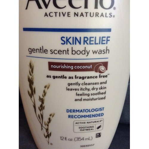 AVEENO Active Naturals Skin Relief Gentle Scent Body Wash, Nourishing Coconut 12 oz (Pack of 3)