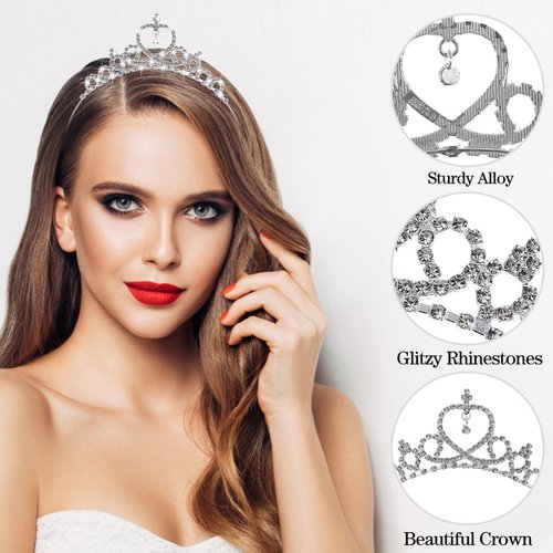 Sibba Princess Crown Tiara Girls Headband Hair Hoop Tiara Rhinestone Crystal Pearl Tiara Tiara Head Crown for Women Girls Wedding Prom Party Costume Christmas Gifts, One Size, Non-Precious Metal, NO