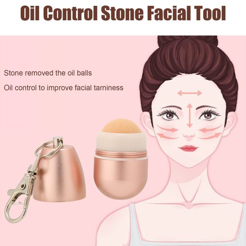 Oil Absorbing Volcanic Facial Roller, Mini Volcanic Oil Absorbing Roller Ball, Volcanic Stone Absorbing Stick, Reusable Stone Oil Resistant Face Roller Tool, for Skin Massage